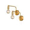 2 pack of plug in brass wall light swing arm wall sconce