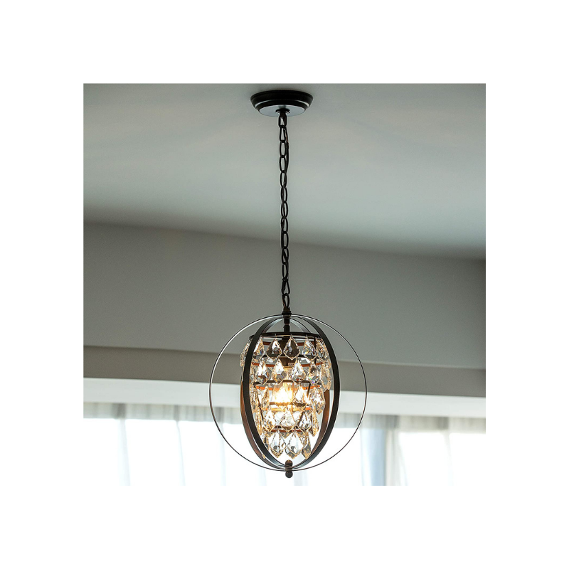 Vintage industrial crystal pendant lighting globe style hanging lights