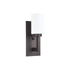 Home glass wall light fixture with dark bronze finish