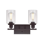 2 light industrial oil rubbed bronze sconce clear glass wall lighting