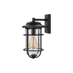 Black exterior light fixtures wall mount outdoor wall lamp with seeded glass