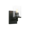 1 light industrial black vanity wall sconce with clear glass shade