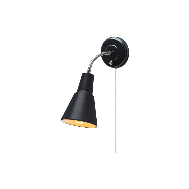 1 light gooseneck black wall sconce