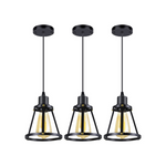 3 pack black dining pendant light fixture industrial adjustable cage kitchen pendant lamp