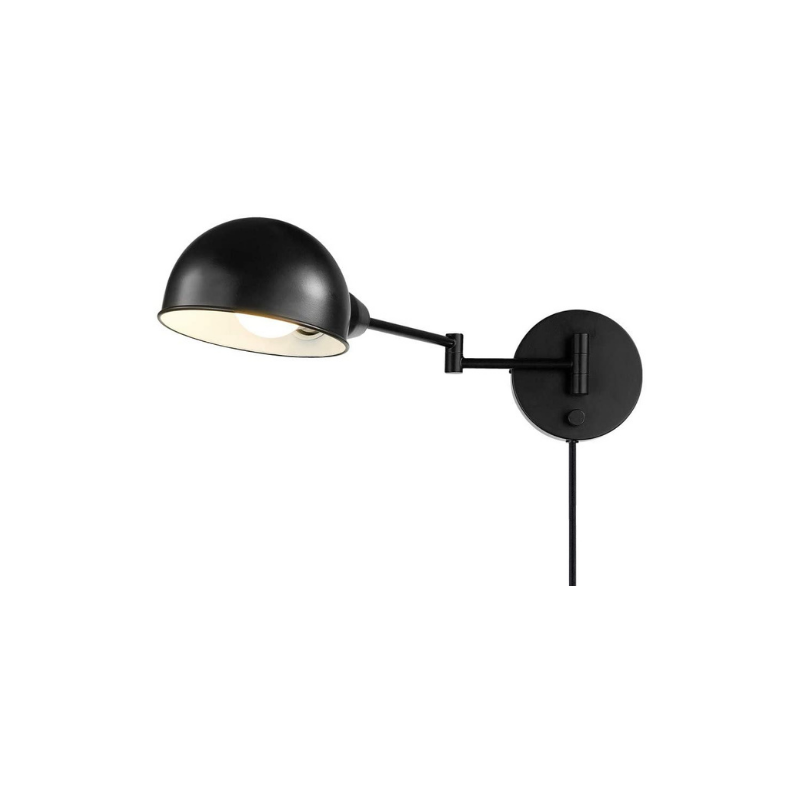 1 light swing arm wall sconce with black metal shade