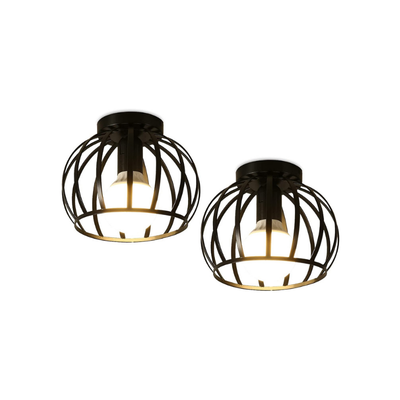 2 pack modern semi-flush mount ceiling light fixture cage flush mount light fixture