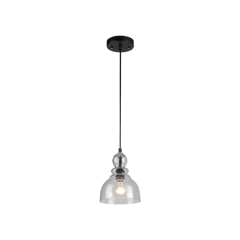 Indoor seeded glass industrial pendant lamp light black color