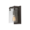 1 light indoor rubbed bronze wall sconce with clear seeded glass