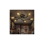 6 light industrial pipe ceiling light with rust finish