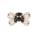 4 light oil rubbed seme flush mount, vintage industrial wire cage antique ceiling light