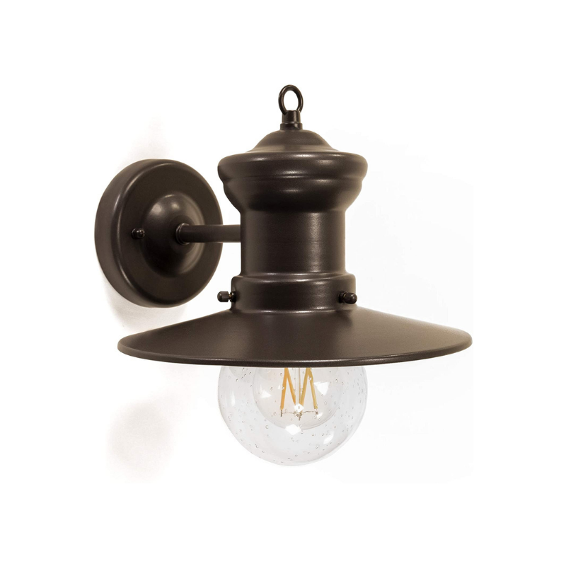 Industrial seeded glass wall sconce for porch