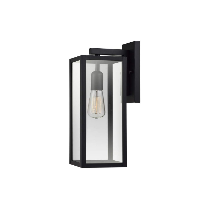 Single black wall sconce with glass shade