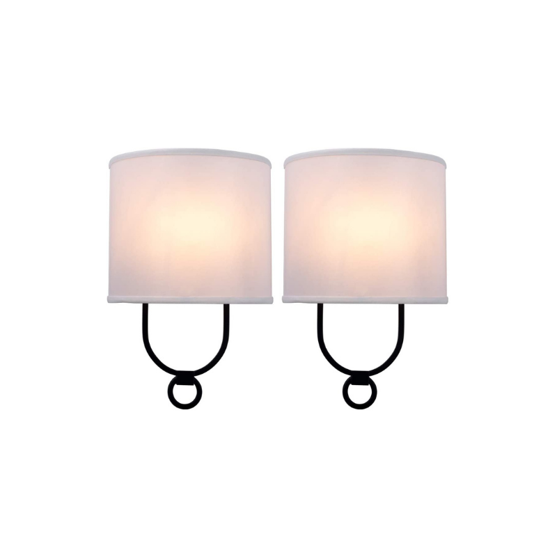 2 pack modern wall sconce with white fabric shade