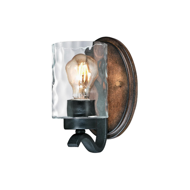 Industrial rustic wall sconces  farmhouse wall light with hammered glass shade