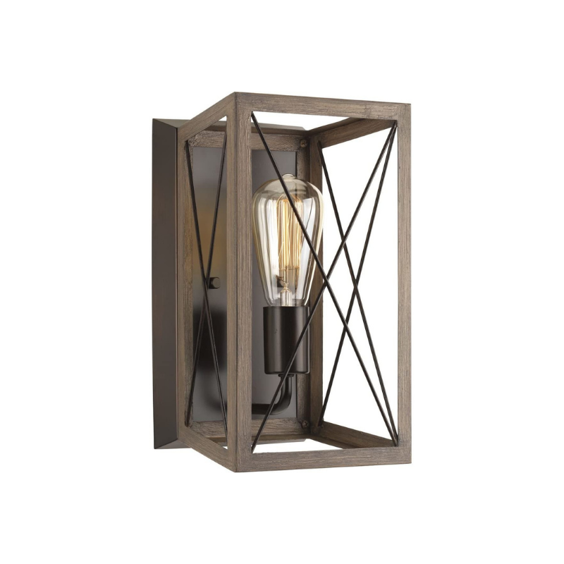 Antique wood wall sconce with antique finish