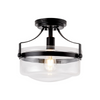 Industrial semi flush mount ceiling light black glass farmhouse ceiling lamp