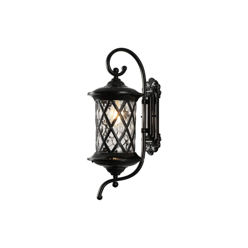 Metal wall art outdoor black die-cast aluminium wall sconce with glass shade