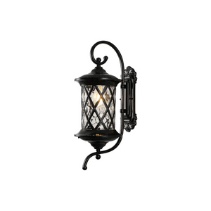 Metal wall art outdoor black die-cast aluminium wall sconce with glass shade