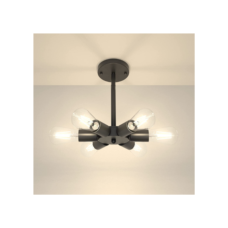 6 light black chandelier industrial  sputnik light fixture