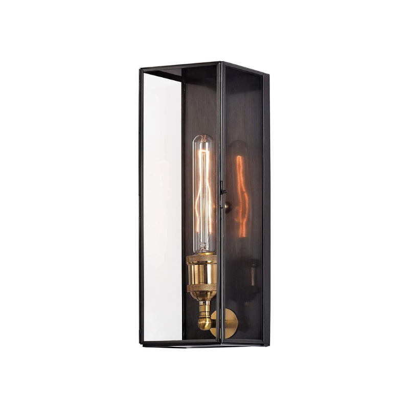 Black exterior light fixture glass outdoor wall sconce