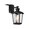1 light lantern black wall sconce with seeded glass shade