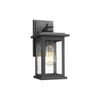 1-light lantern wall light fixture with clear seeded glass shade