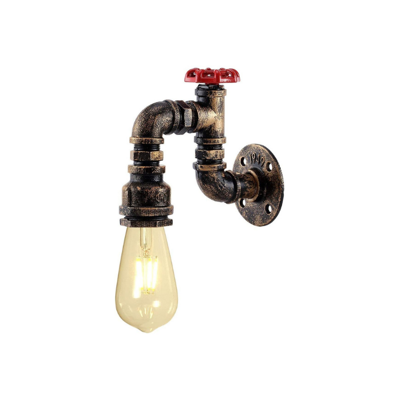 Industrial vintage steampunk water pipe wall sconce