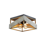 2 light wood ceiling light fixture farmhouse square flush mount lamp