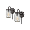 2 pack mason jar wall light clear glass plug in wall sconce