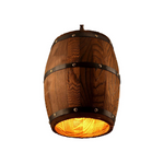 Industrial wine barrel wooden pendant light