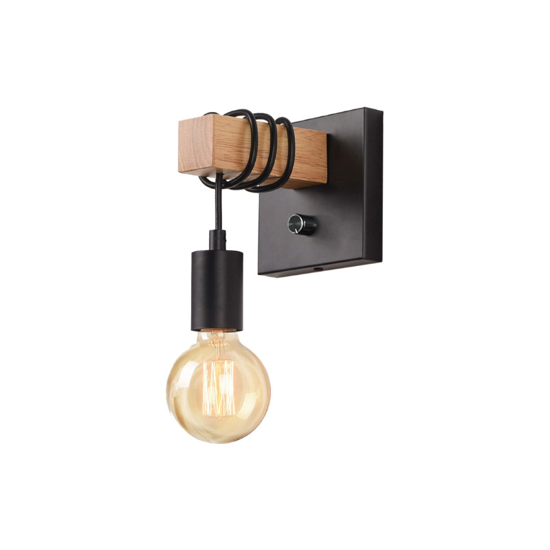 Black hardwired wall sconce with switch industrial farmhouse wall lamp