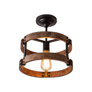 Black flush mount light pendant wood round ceiling chandelier