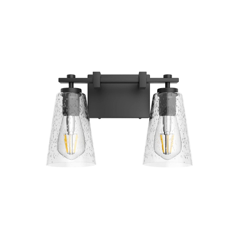 2 light black vanity wall lights farmhouse wall sconces light with seeded glass shade