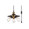 3 light hanging lamp with plug in cord industrial black swag hanging lamps