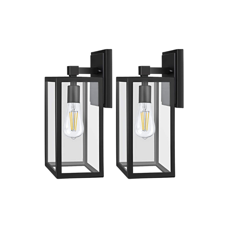 2 pack exterior light fixture glass LED black outdoor light fixture