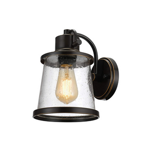 Vintage wall mount light fixture indoor seeded glass wall sconce with oil rubbed bronze finish