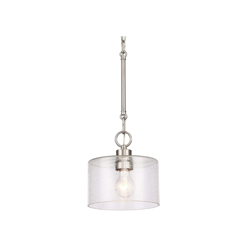 Seeded glass pendant light fixture modern adjustable pendant lamp with nickel finish