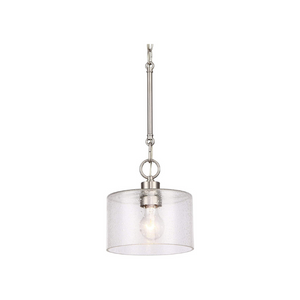 Seeded glass pendant light fixture modern adjustable pendant lamp with nickel finish