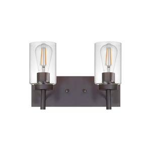 2 light vanity industrial wall sconce with rubbed bronze finish