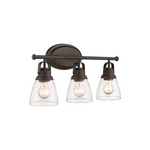 3 light industrial glass wall sconce  with rubbed bronze finish