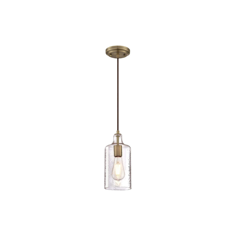 Antique brass glass pendant light with Clear Textured Glass