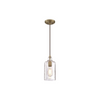 Antique brass glass pendant light with Clear Textured Glass
