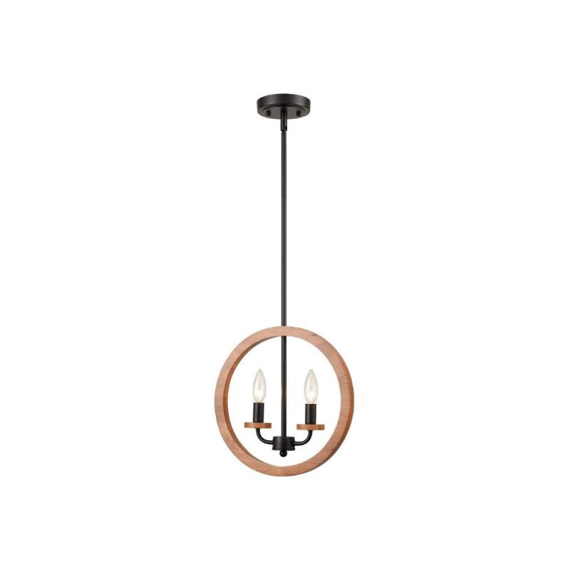 2 light wood pendant light globe walnut hanging lighting
