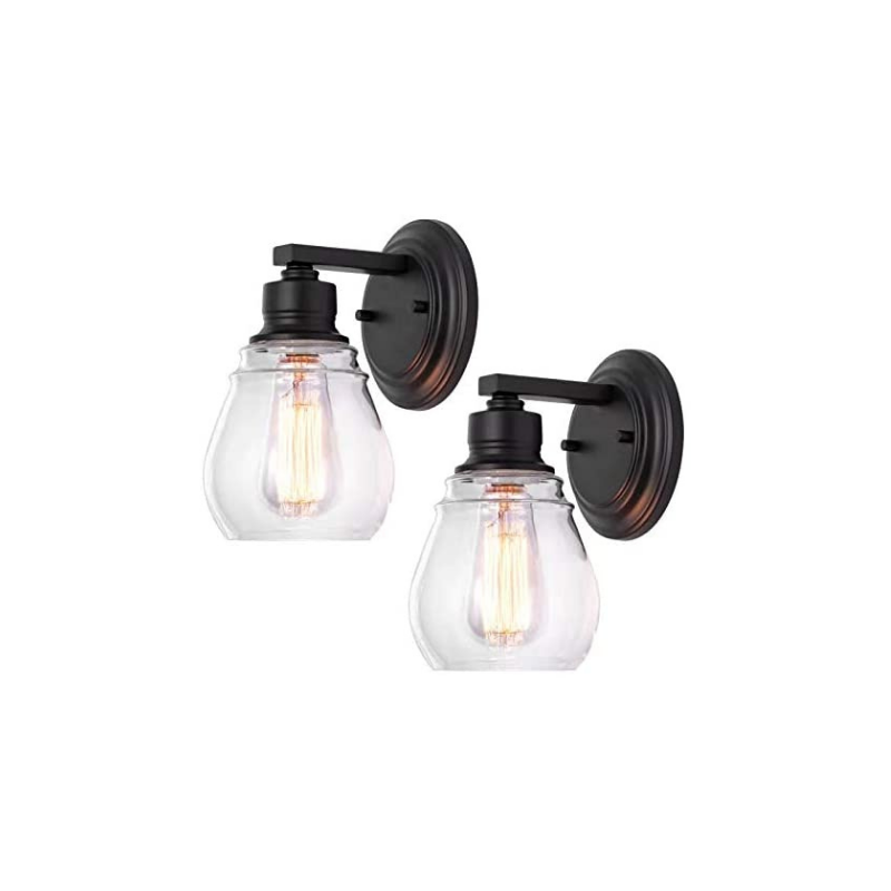 Black sconces wall decor industrial  wall sconces set of two with glass shade