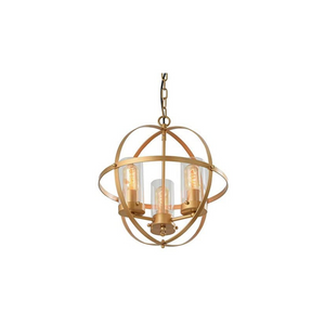 3 Lights Ceiling Hanging Sphere Gold Globe Pendant Chandeliers