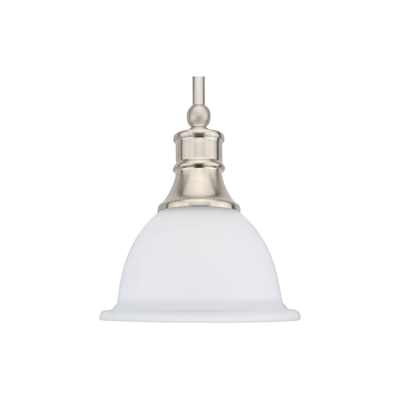 Modern adjustable frosted glass pendant light with nickel brushed finish