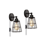 2 pack plug in wall sconce swing arm cage wall light