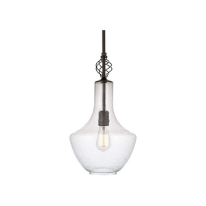 Modern clear seeded glass pendant light with oil rubbed bronze finish
