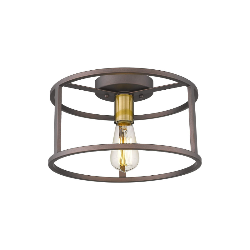 Vintage industrial ceiling light fixture with oil-rubbed bronze finish