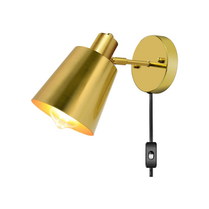 Plug in wall light fixture  gold wall light sconce